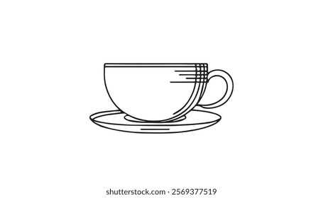 line art cup of tea isolated