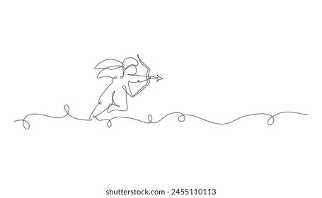 line art cupid love and valentine's day symbol. Cupid shooting arrow married wedding	