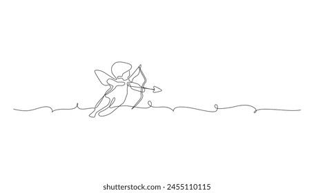 line art cupid love and valentine's day symbol. Cupid shooting arrow married wedding	