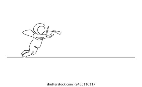 line art cupid love and valentine's day symbol. Cupid shooting arrow married wedding	