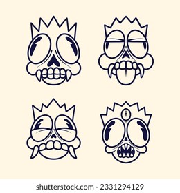 line art cute animal vector design