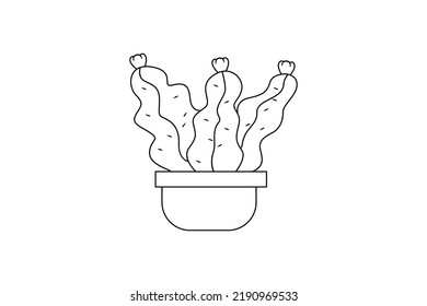 Line Art Cute Cactus Drawing For Icon Need And Love Coloring Page