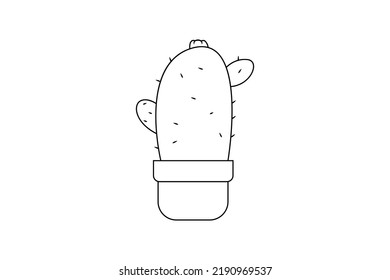 Line Art Cute Cactus Drawing For Icon Need And Love Coloring Page