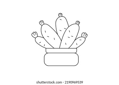 Line Art Cute Cactus Drawing For Icon Need And Love Coloring Page