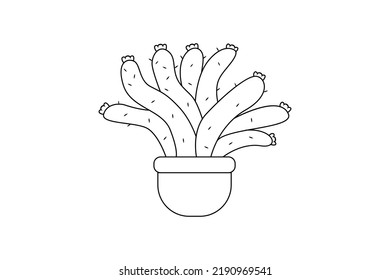 Line Art Cute Cactus Drawing For Icon Need And Love Coloring Page