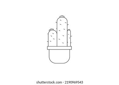 Line Art Cute Cactus Drawing For Icon Need And Love Coloring Page