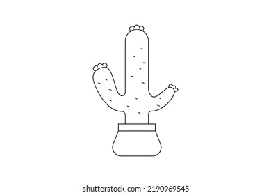 Line Art Cute Cactus Drawing For Icon Need And Love Coloring Page