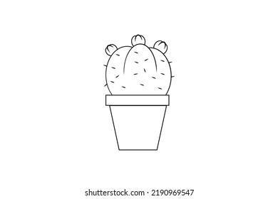 Line Art Cute Cactus Drawing For Icon Need And Love Coloring Page