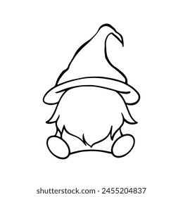 Line art cute Christmas gnomes design for coloring book isolated on a white background