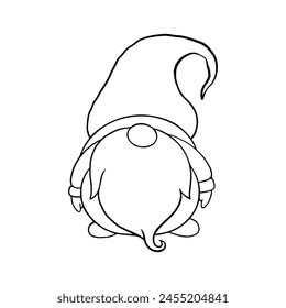 Line art cute Christmas gnomes design for coloring book isolated on a white background