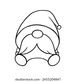 Line art cute Christmas gnomes design for coloring book isolated on a white background
