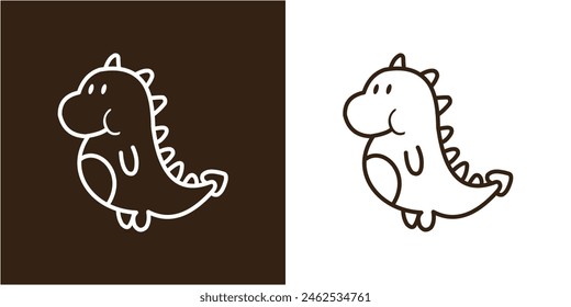 Line Art Cute Dino Vector Design