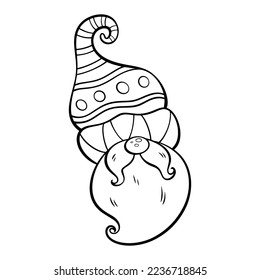 Line art cute gnome is a line drawing in black on a white background. suitable for use as an illustration and bring to paint