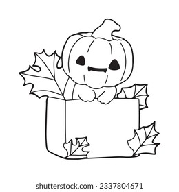 line art cute halloween coloring book illustration vector