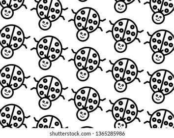 Line art cute ladybug pattern