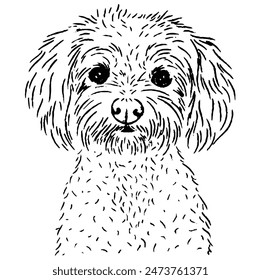 Line art lindo cachorro perro animal retrato