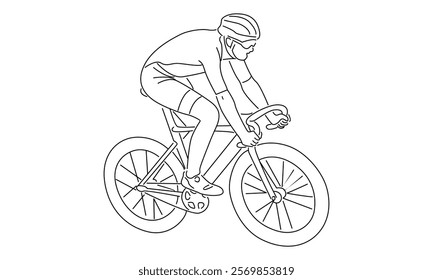 line art of Cyclist riding a bicycle