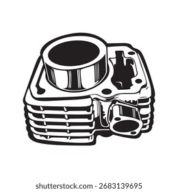 Ilustração de vetor de bloco de cilindro de arte de linha