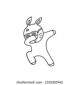 line art, dabbing rabbit's cool expression with glasses