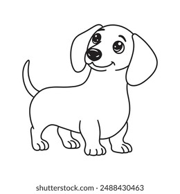 Line art of Dachshund dog cartoon vector