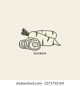 Line art daikon root drawing