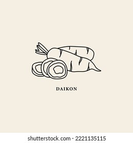 Line art daikon root illustration