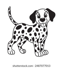 line art of dalmatian dog cartoon vector