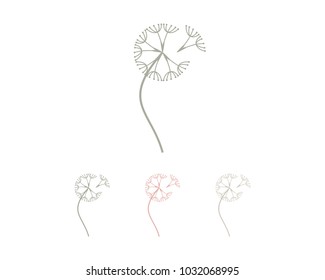 Line Art Dandelion Flowers Symbol Modern Logo Vector