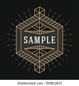 Line Art Decorative Geometric Vector Frame. Vector Illustration. Vector Design Element. Vintage Decoration. Golden and Black
