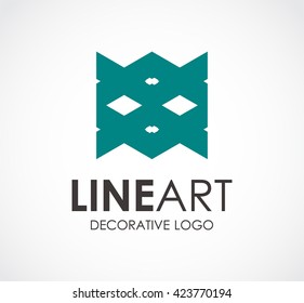 Line art of decorative square abstract vector and logo design or template ornamental business icon of company identity symbol concept