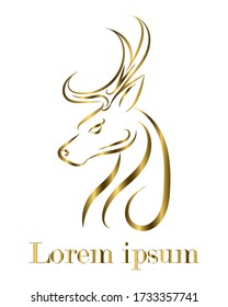 Line art deer head logo vector 