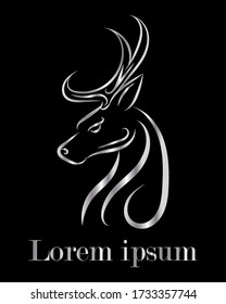 Line art deer head logo vector 
