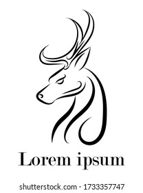 Logo de la cabeza de los ciervos de línea 