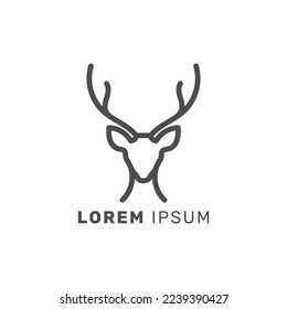 Line art deer head logo. - Vector.