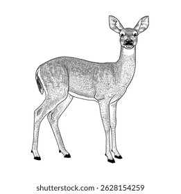 Line art of a deer isolated on white