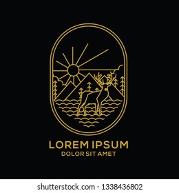 line art deer mountain logo 