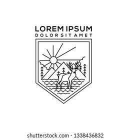 line art deer mountain logo 