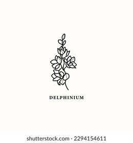 Line Art delphinium larkspur florale Illustration