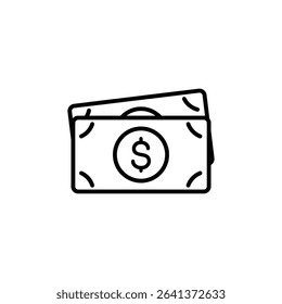 Line art depicting money, ideal for finance themes.