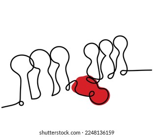 Descripción de la línea de arte de una figura resaltada en rojo. 