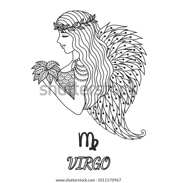 Line Art Design Beautiful Girlvirgo Zodiac Stock Vector (Royalty Free ...