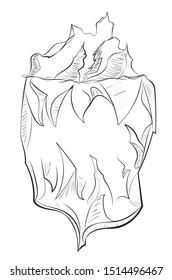 Line art design of a big iceberg in black and white illustration.