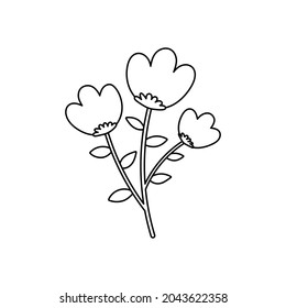 Line art design cartoon flower illustration.