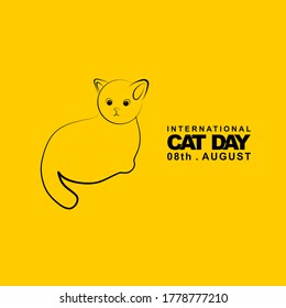 Line art design of Cat vector illustration. Good template for International Cat Day design.