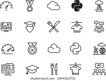 Design de arte de linha com elementos relacionados a computador símbolos escolares ícones de negócios e vários outros gráficos mostrando conceitos e ideias modernas