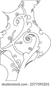 line art design featuring a stylized floral pattern. The intricate swirls and flowing curves showcase a sense of elegance and precision, ideal for artistic, decorative, or design-oriented uses. 