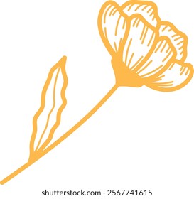 line art design illustration of leaf, flower, and ginkgo