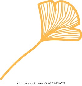 line art design illustration of leaf, flower, and ginkgo