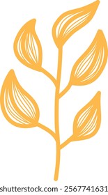 line art design illustration of leaf, flower, and ginkgo