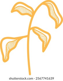 line art design illustration of leaf, flower, and ginkgo